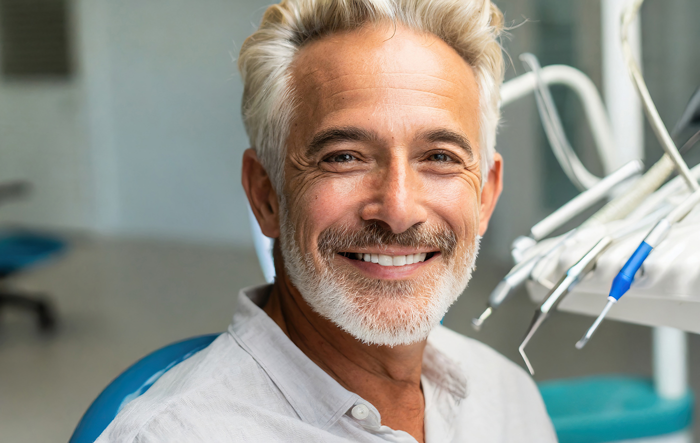 old man at a adult's dentistry for healthy teeth and beautiful s